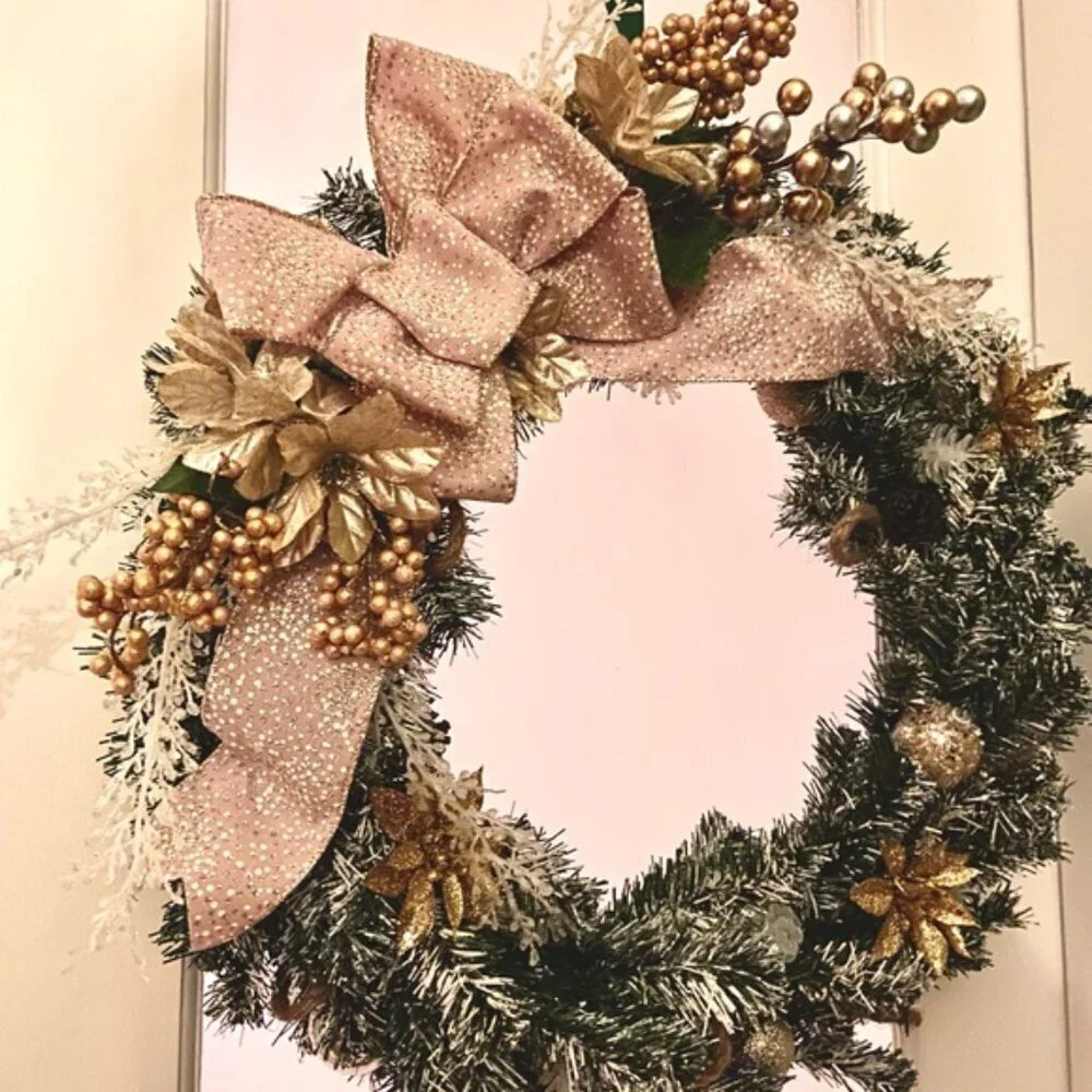 Custom hand made Christmas wreath champagne colors